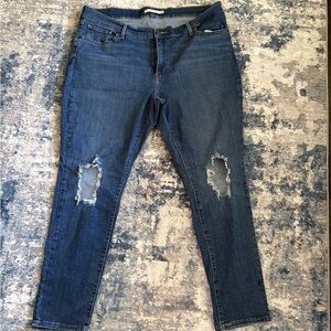 Levi's Women's Dark Blue Distressed Skinny Jeans